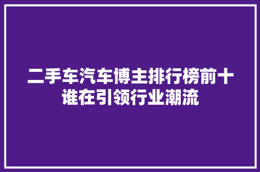 二手车汽车博主排行榜前十谁在引领行业潮流