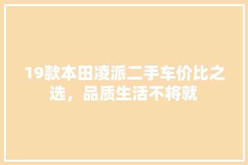 19款本田凌派二手车价比之选，品质生活不将就