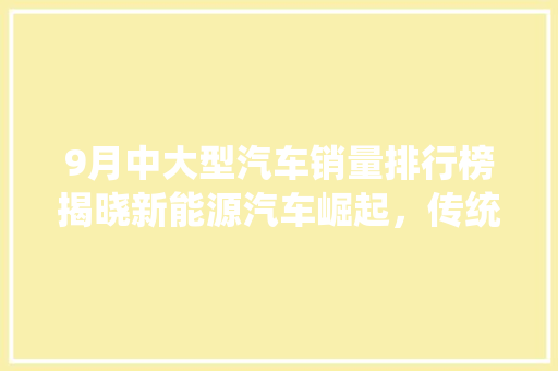 9月中大型汽车销量排行榜揭晓新能源汽车崛起，传统车企面临挑战