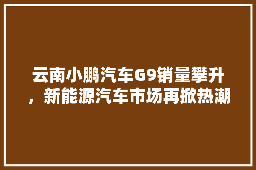 云南小鹏汽车G9销量攀升，新能源汽车市场再掀热潮