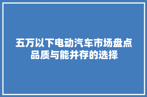 五万以下电动汽车市场盘点品质与能并存的选择