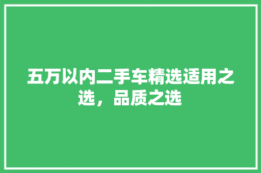五万以内二手车精选适用之选，品质之选