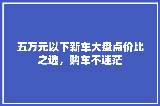 五万元以下新车大盘点价比之选，购车不迷茫