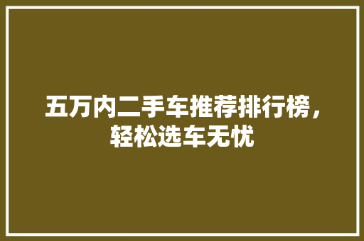五万内二手车推荐排行榜，轻松选车无忧