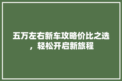 五万左右新车攻略价比之选，轻松开启新旅程