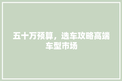 五十万预算，选车攻略高端车型市场