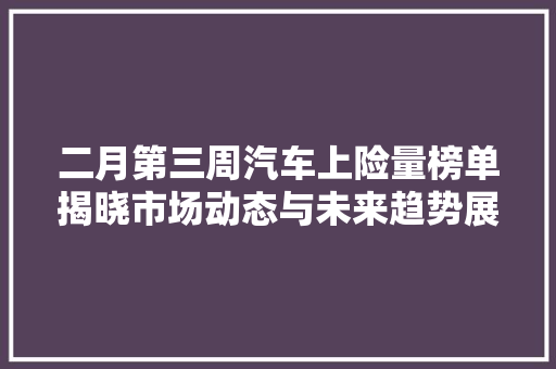 二月第三周汽车上险量榜单揭晓市场动态与未来趋势展望