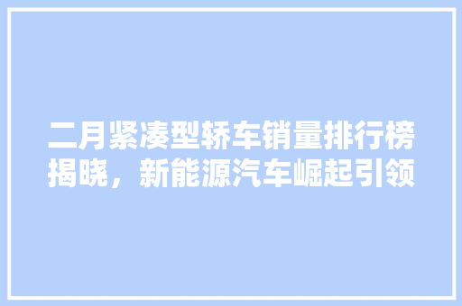 二月紧凑型轿车销量排行榜揭晓，新能源汽车崛起引领市场新趋势