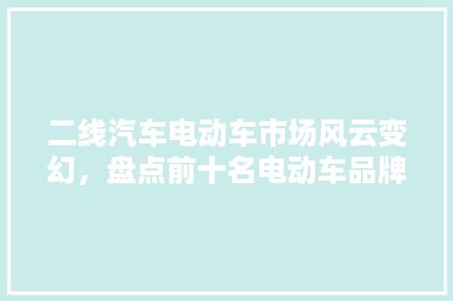 二线汽车电动车市场风云变幻，盘点前十名电动车品牌