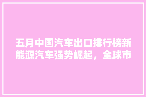 五月中国汽车出口排行榜新能源汽车强势崛起，全球市场潜力无限