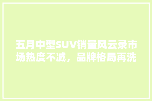 五月中型SUV销量风云录市场热度不减，品牌格局再洗牌