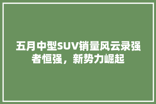 五月中型SUV销量风云录强者恒强，新势力崛起