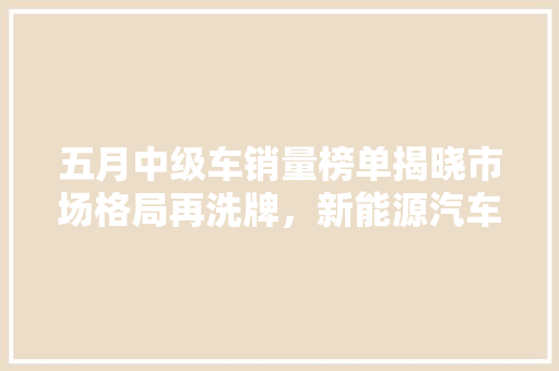 五月中级车销量榜单揭晓市场格局再洗牌，新能源汽车崛起