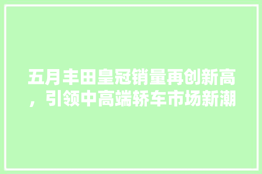 五月丰田皇冠销量再创新高，引领中高端轿车市场新潮流