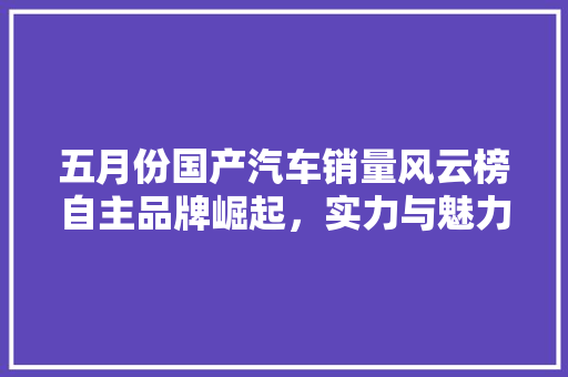五月份国产汽车销量风云榜自主品牌崛起，实力与魅力并存