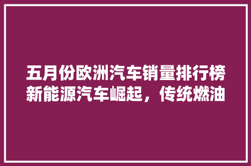 五月份欧洲汽车销量排行榜新能源汽车崛起，传统燃油车面临挑战