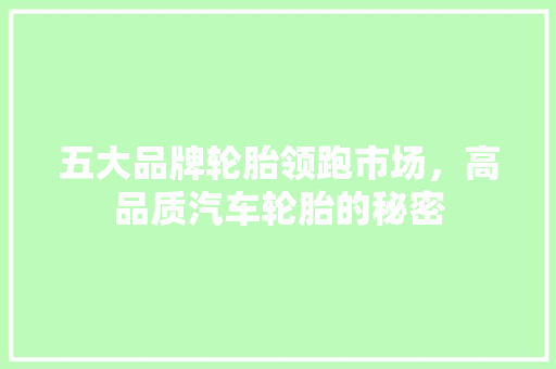 五大品牌轮胎领跑市场，高品质汽车轮胎的秘密