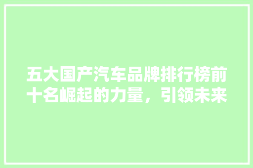 五大国产汽车品牌排行榜前十名崛起的力量，引领未来
