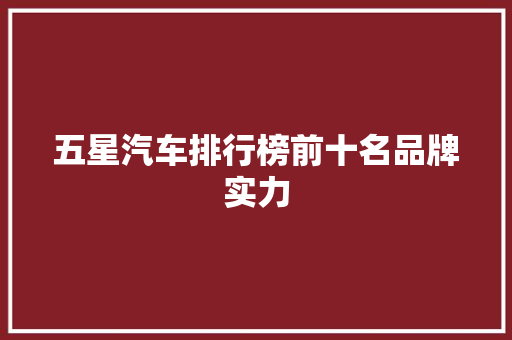 五星汽车排行榜前十名品牌实力