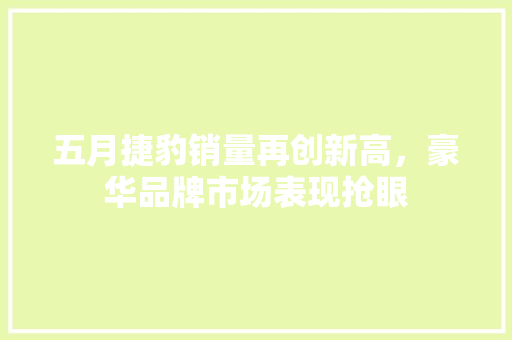 五月捷豹销量再创新高，豪华品牌市场表现抢眼