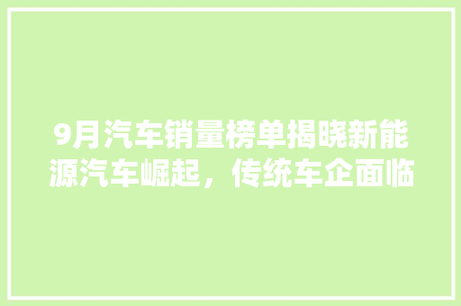 9月汽车销量榜单揭晓新能源汽车崛起，传统车企面临挑战