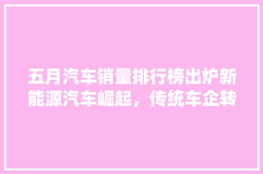 五月汽车销量排行榜出炉新能源汽车崛起，传统车企转型加速