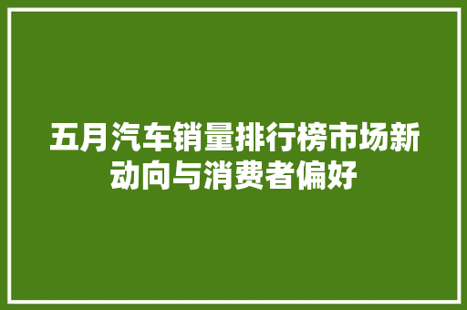 五月汽车销量排行榜市场新动向与消费者偏好