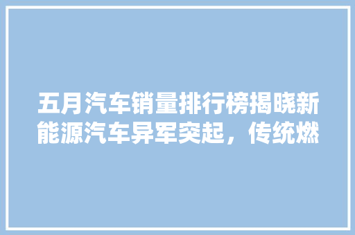 五月汽车销量排行榜揭晓新能源汽车异军突起，传统燃油车面临挑战