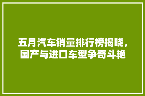 五月汽车销量排行榜揭晓，国产与进口车型争奇斗艳