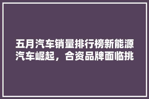 五月汽车销量排行榜新能源汽车崛起，合资品牌面临挑战
