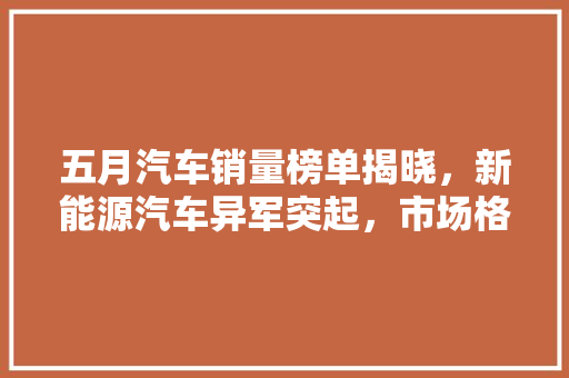 五月汽车销量榜单揭晓，新能源汽车异军突起，市场格局再洗牌