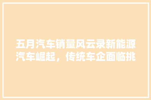 五月汽车销量风云录新能源汽车崛起，传统车企面临挑战