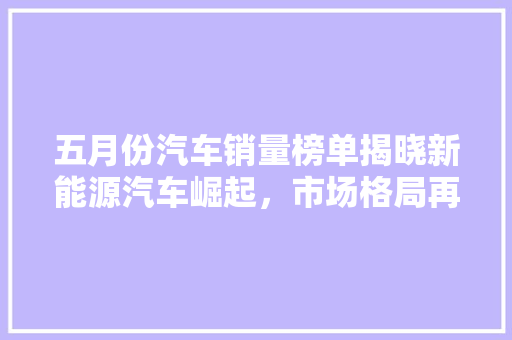 五月份汽车销量榜单揭晓新能源汽车崛起，市场格局再重塑