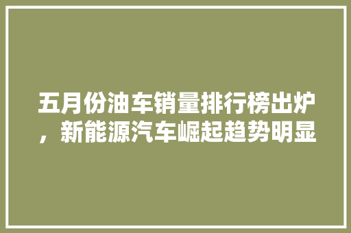 五月份油车销量排行榜出炉，新能源汽车崛起趋势明显