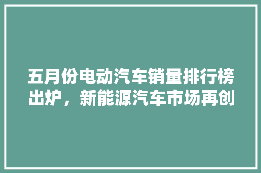 五月份电动汽车销量排行榜出炉，新能源汽车市场再创新高