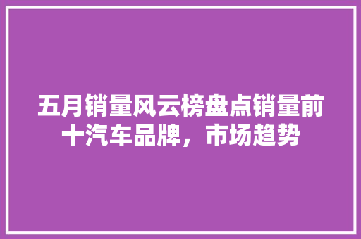 五月销量风云榜盘点销量前十汽车品牌，市场趋势