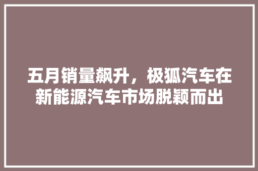 五月销量飙升，极狐汽车在新能源汽车市场脱颖而出