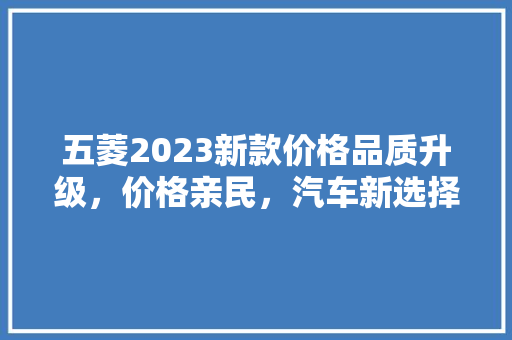 五菱2023新款价格品质升级，价格亲民，汽车新选择