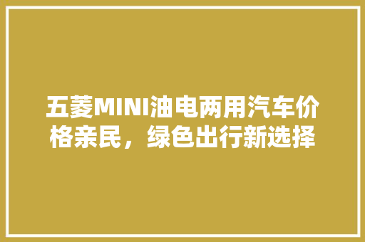 五菱MINI油电两用汽车价格亲民，绿色出行新选择