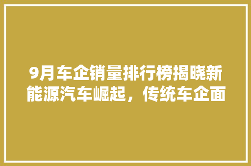 9月车企销量排行榜揭晓新能源汽车崛起，传统车企面临挑战