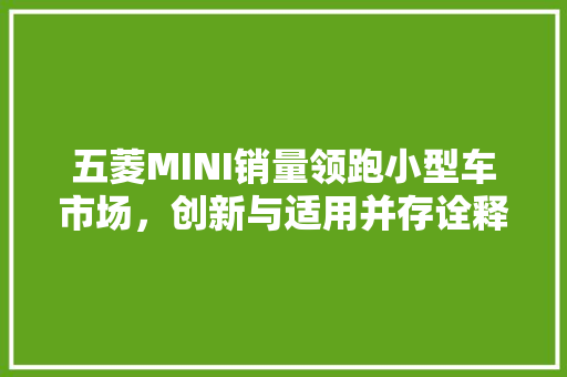 五菱MINI销量领跑小型车市场，创新与适用并存诠释国货魅力