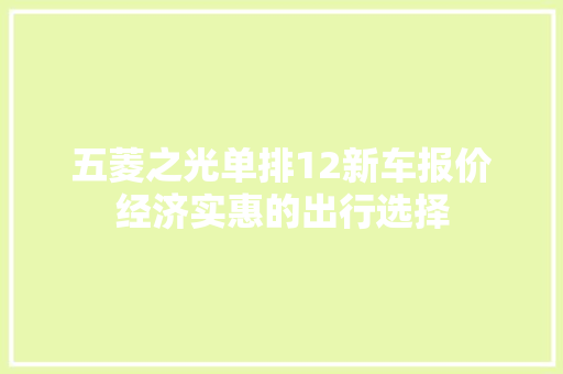 五菱之光单排12新车报价经济实惠的出行选择