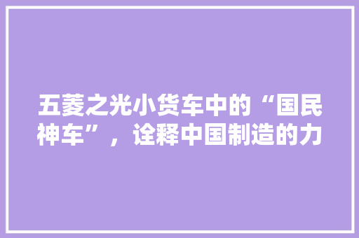 五菱之光小货车中的“国民神车”，诠释中国制造的力量