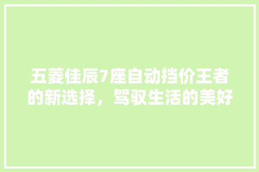 五菱佳辰7座自动挡价王者的新选择，驾驭生活的美好伴侣