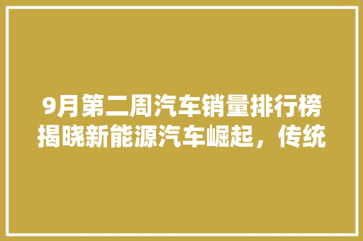 9月第二周汽车销量排行榜揭晓新能源汽车崛起，传统车型稳扎稳打