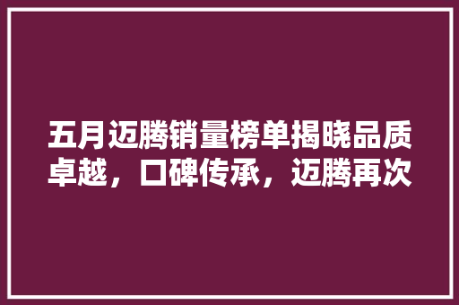 五月迈腾销量榜单揭晓品质卓越，口碑传承，迈腾再次引领市场潮流