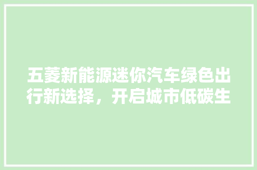 五菱新能源迷你汽车绿色出行新选择，开启城市低碳生活新篇章