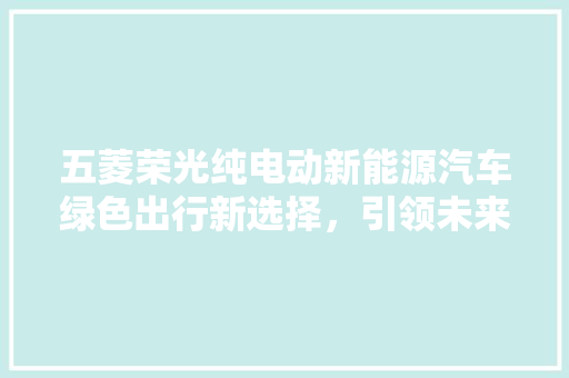 五菱荣光纯电动新能源汽车绿色出行新选择，引领未来出行潮流