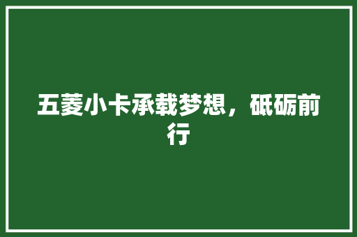 五菱小卡承载梦想，砥砺前行