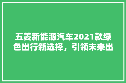 五菱新能源汽车2021款绿色出行新选择，引领未来出行潮流